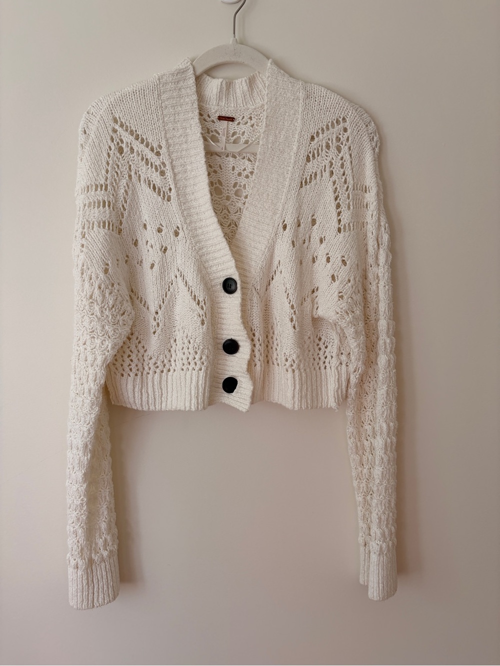 Free People Open-Knit Cropped Cardigan
